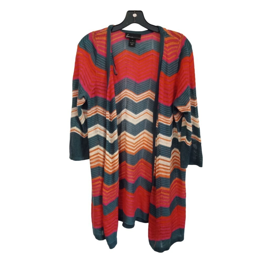 Lane Bryant Multi Color Knit Open Front Knit Card… - image 1